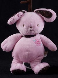 Carters Just One Year JOY Bunny Rabbit Musical Pull Crib Pink Brown Plush